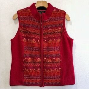 Icelandic Design Lined Full Front Zip Wool Vest Warm Magenta Size Medium READ